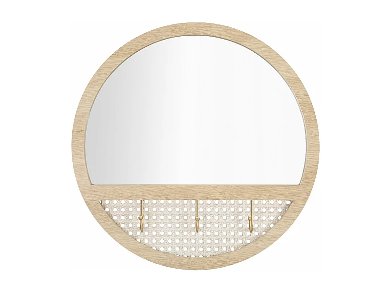 Miroir Mural Avec 3 Crochets "Fuji" 50cm Naturel