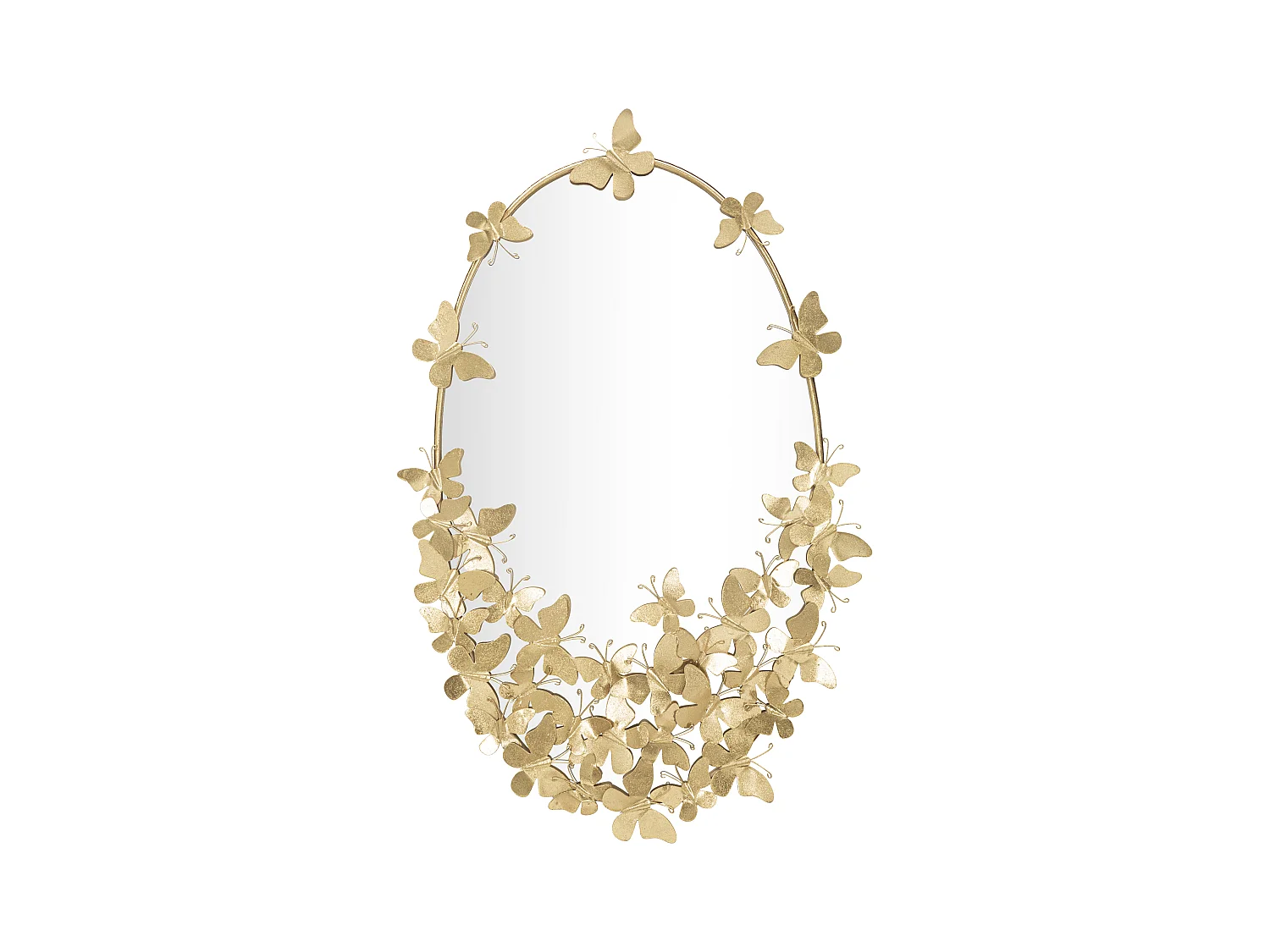 Miroir mural ovale avec papillons en métal doré 59x3x89,5 cm