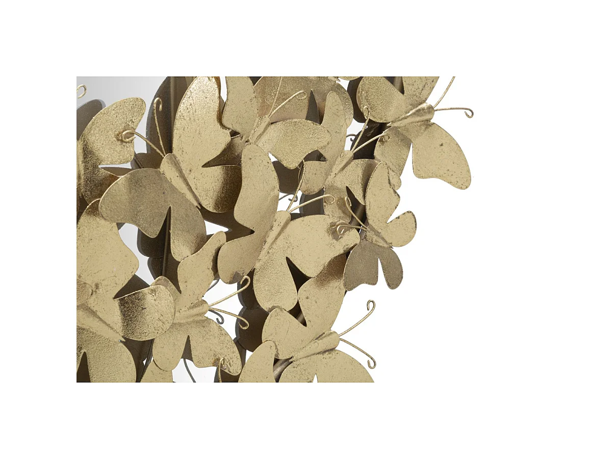 Ovale wandspiegel met vlinders in goudkleurig metaal, 59x3x89,5 cm