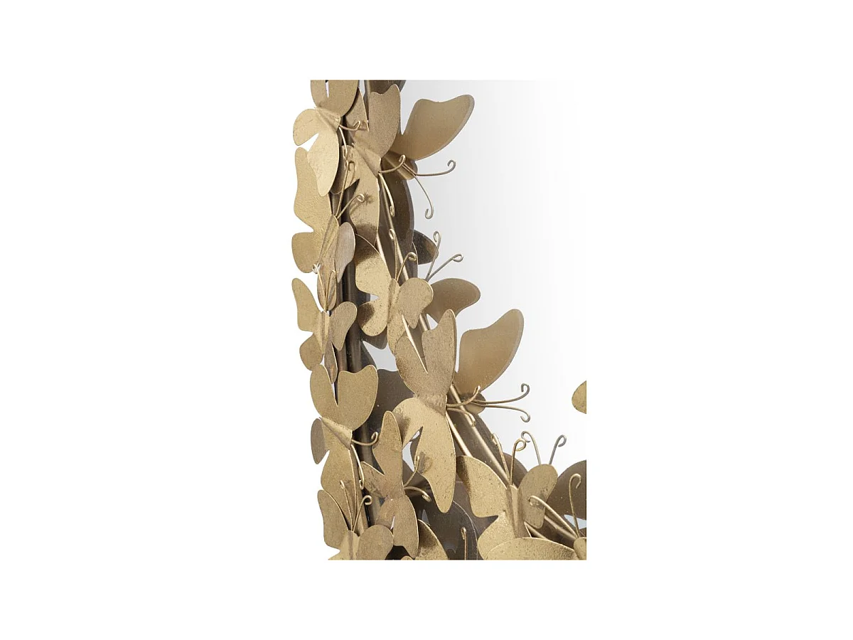 Ovale wandspiegel met vlinders in goudkleurig metaal, 59x3x89,5 cm