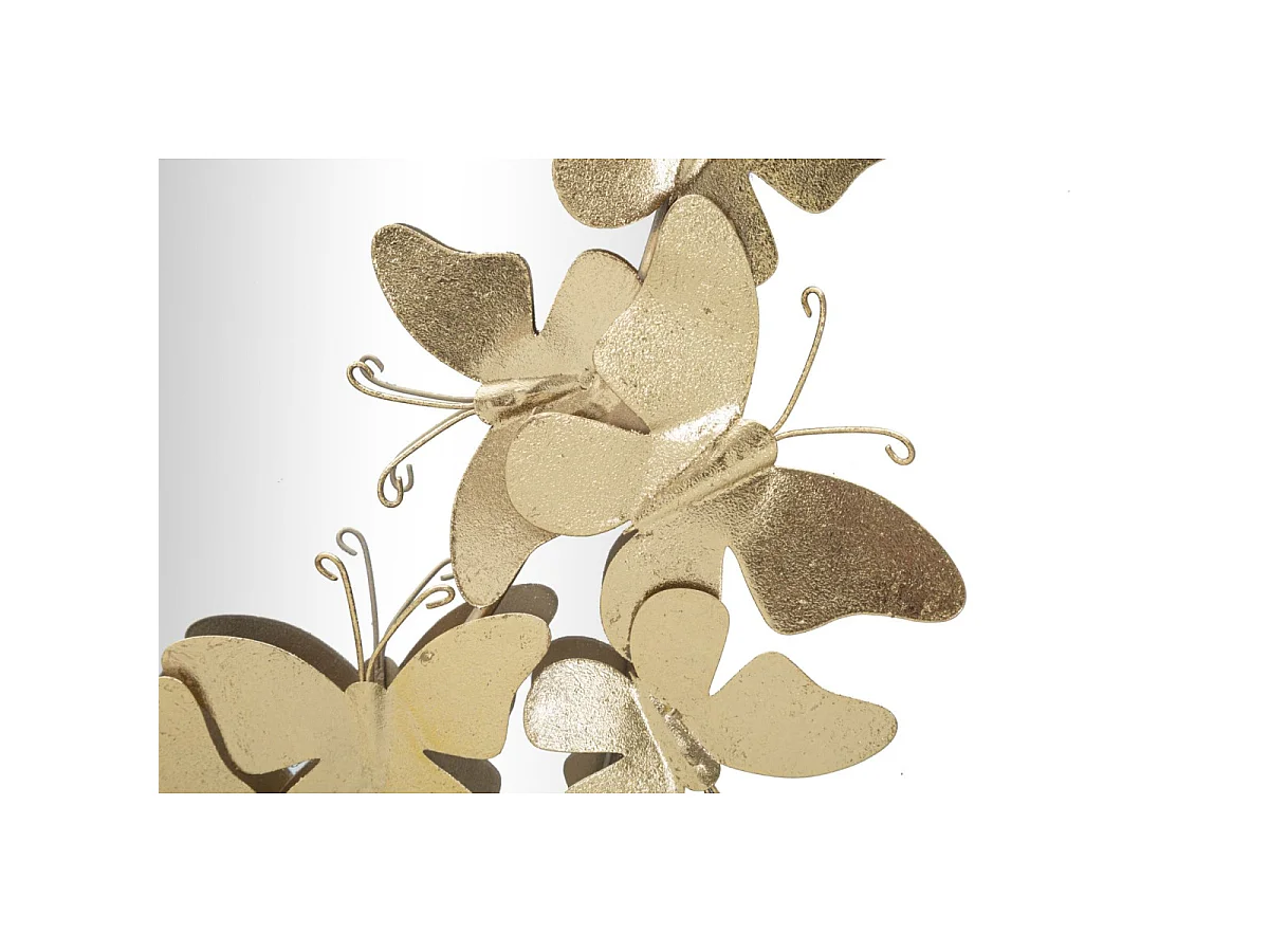 Ovale wandspiegel met vlinders in goudkleurig metaal, 59x3x89,5 cm