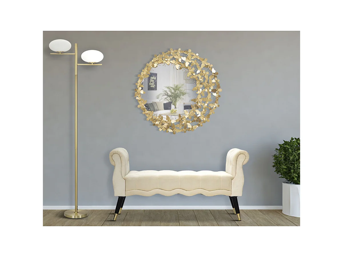 Miroir Mural Design "Butterfly" 81cm Or