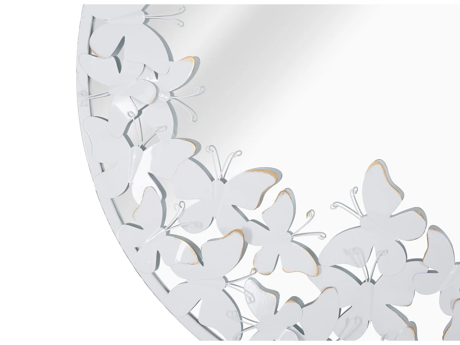 Specchio da parete farfalle in metallo bianco Ø cm 62,5x2,3