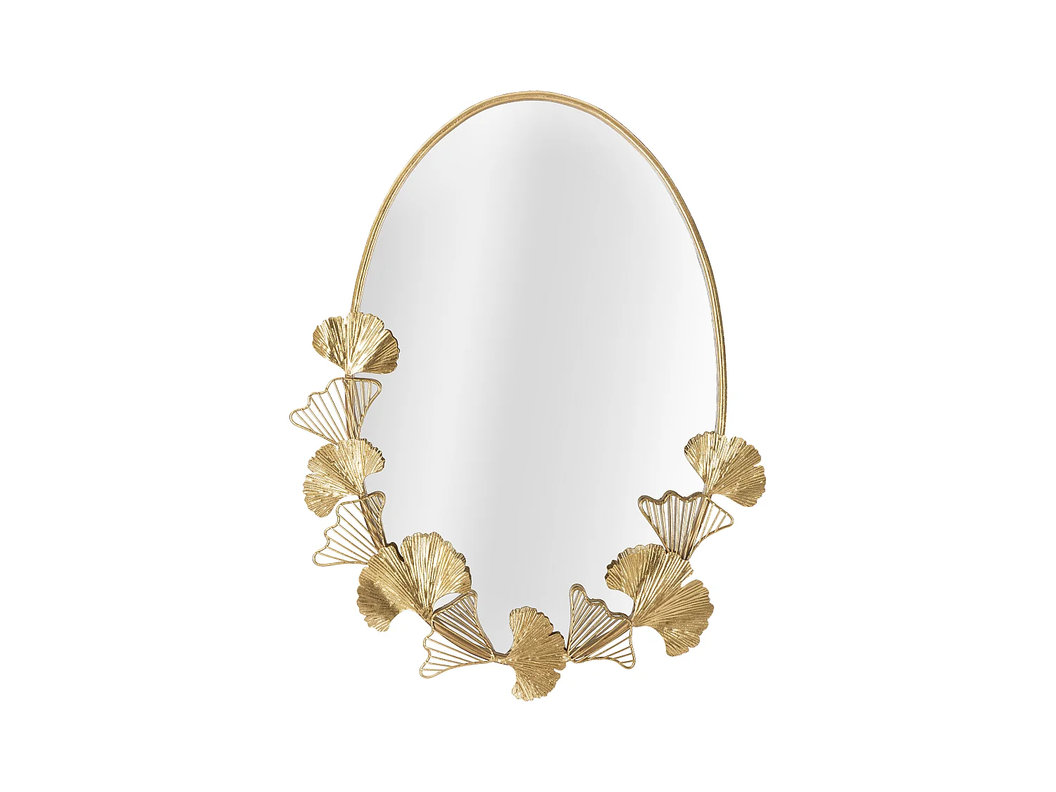 Miroir mural ovale avec feuilles en métal doré 61,5x3x78 cm