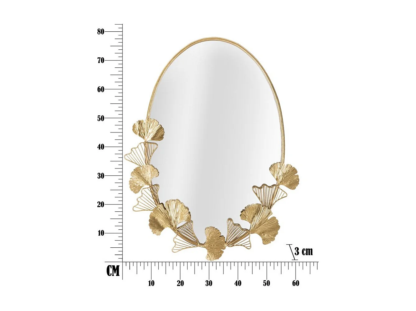 Miroir Mural Design "Little Leaf" 78cm Or