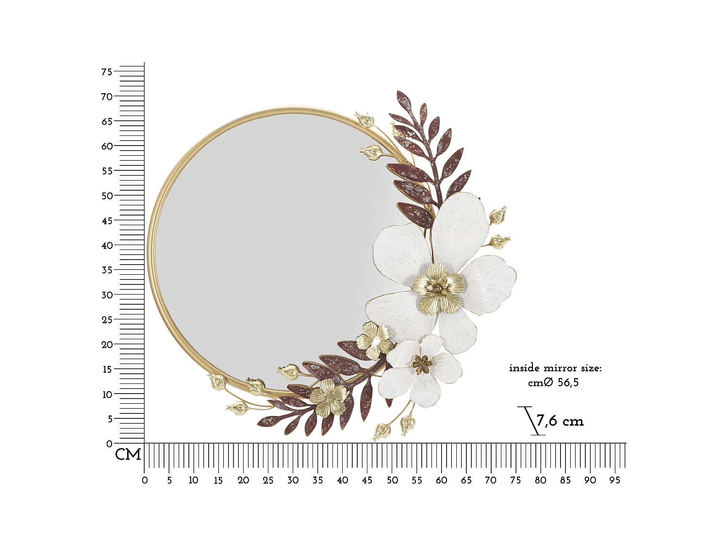 Miroir Mural Design "Flot" 74cm Multicolore