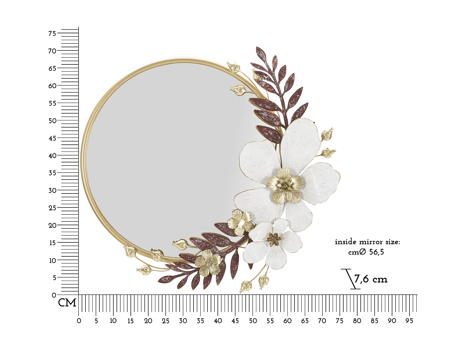 Miroir Mural Design "Flot" 74cm Multicolore