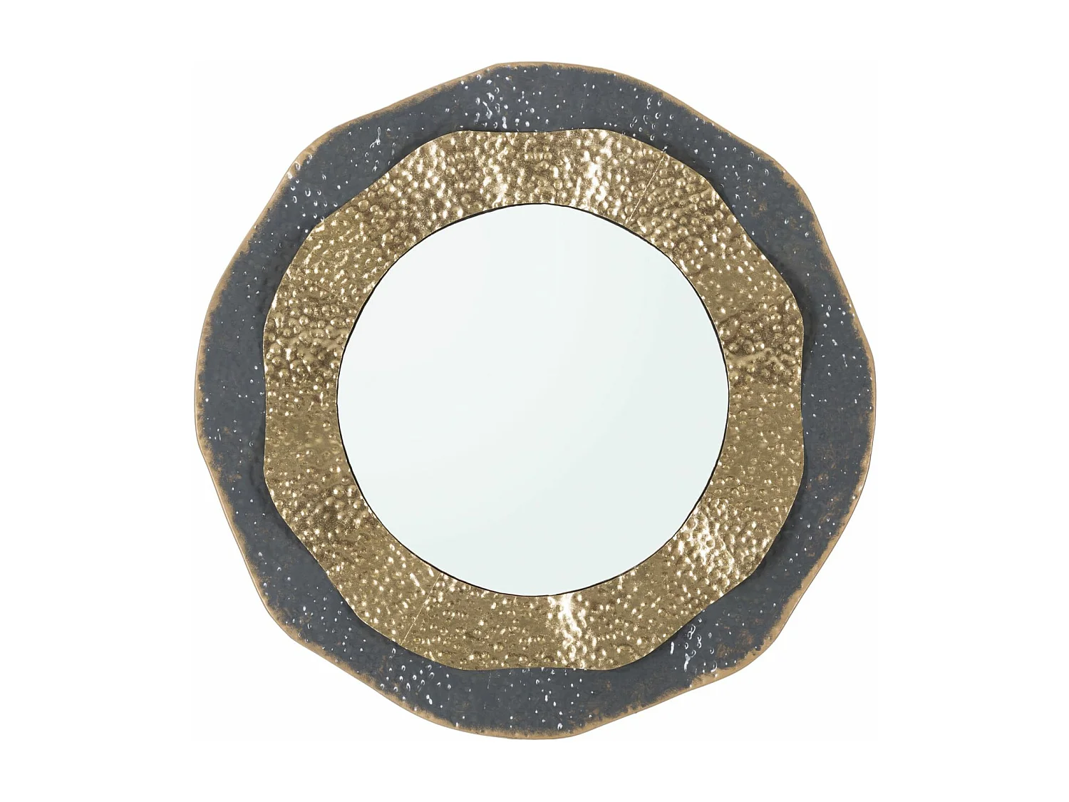 Miroir Mural Design "Shai" 65cm Gris & Or