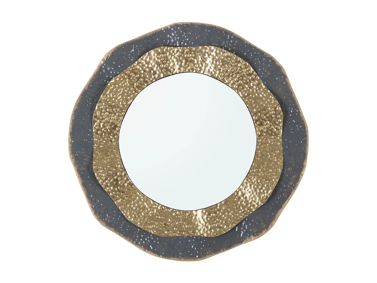 Ronde wandspiegel met veelkleurige metalen cirkels, Ø 65,5 x 5 cm