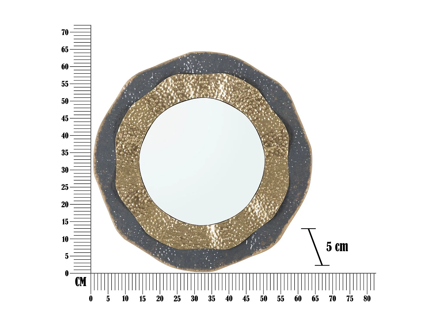 Ronde wandspiegel met veelkleurige metalen cirkels, Ø 65,5 x 5 cm