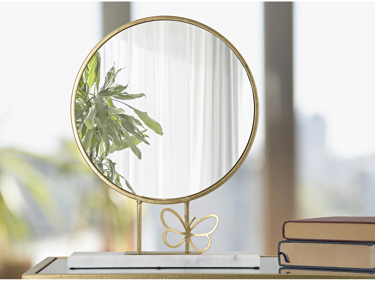 Miroir sur Pied en Marbre "Butterfly" 39cm Or