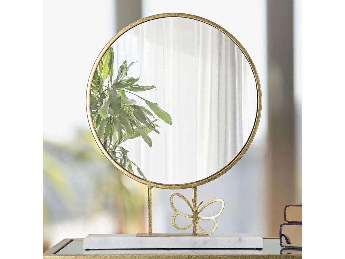 Miroir sur Pied en Marbre "Butterfly" 39cm Or
