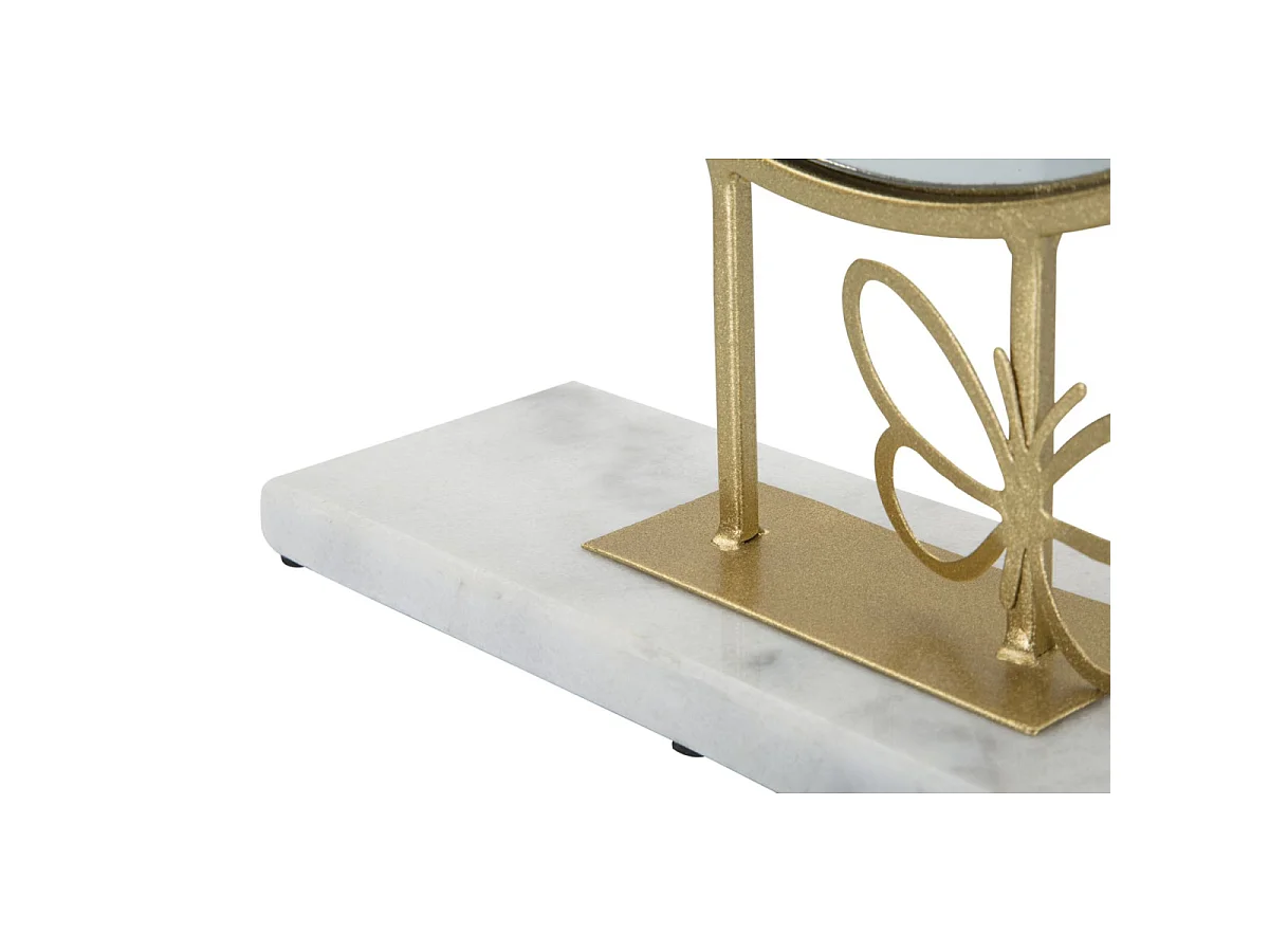 Standspiegel aus goldfarbenem Metall und weißem Marmor 30x9x39,5 cm