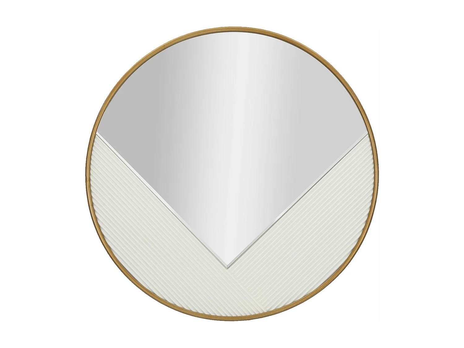 Specchio rotondo da parete in legno bianco intagliato Ø cm 80x4