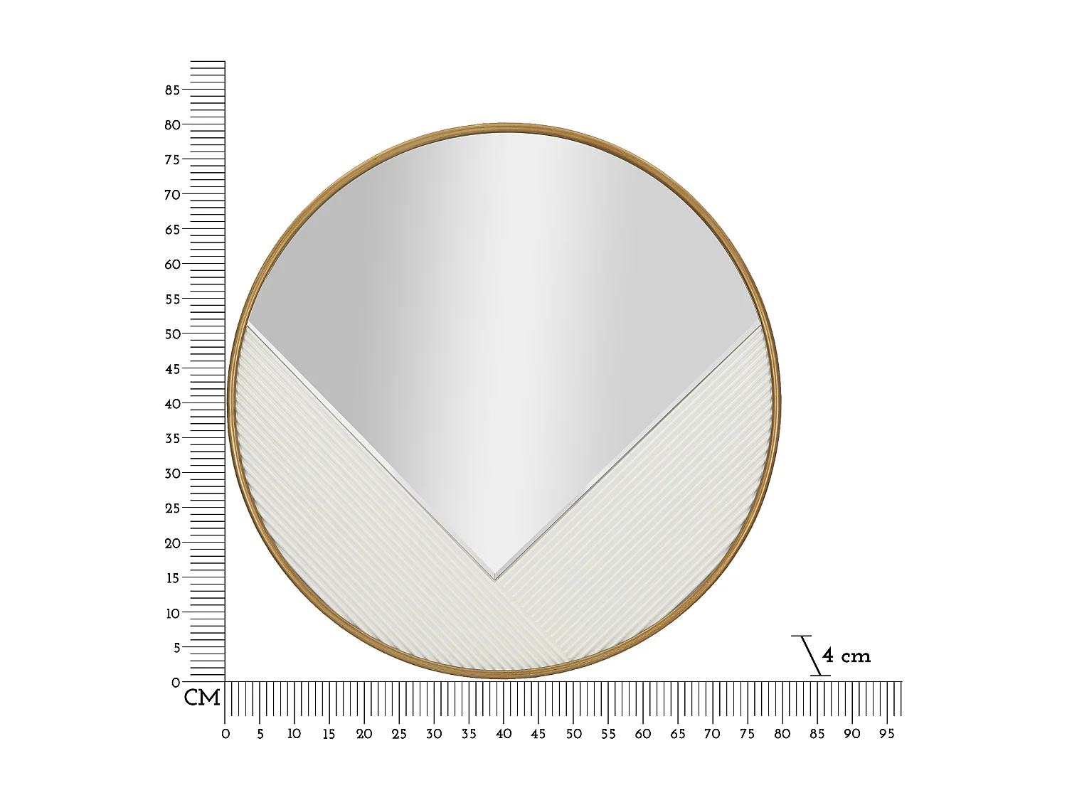 Specchio rotondo da parete in legno bianco intagliato Ø cm 80x4