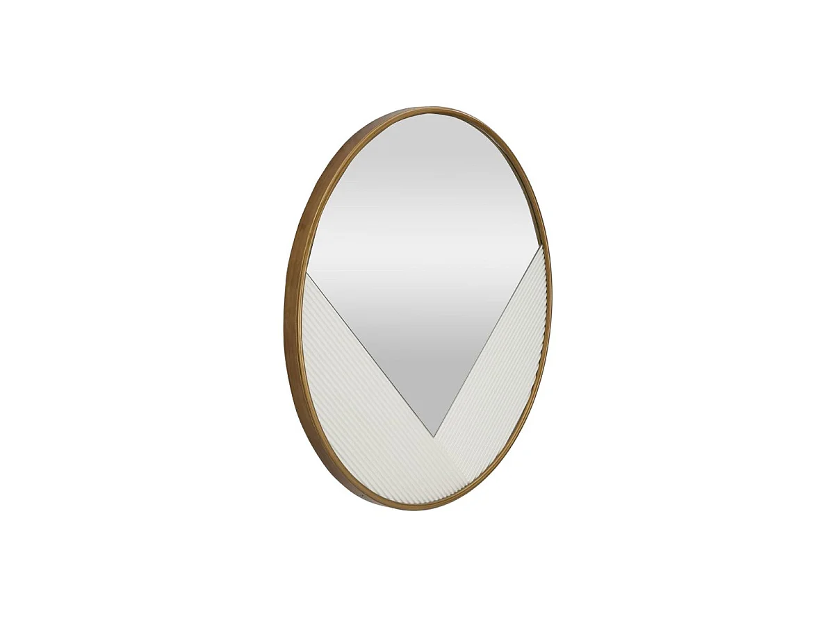 Specchio rotondo da parete in legno bianco intagliato Ø cm 80x4