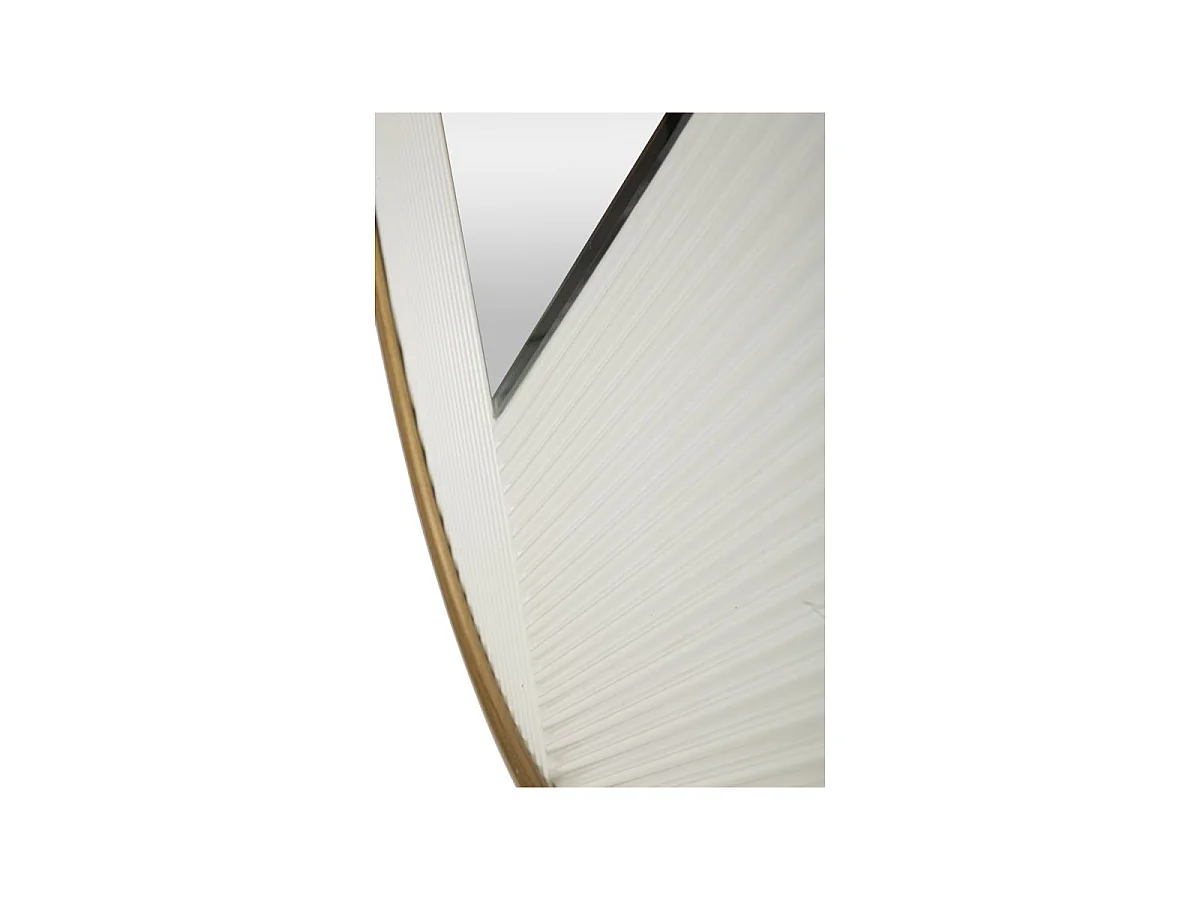 Specchio rotondo da parete in legno bianco intagliato Ø cm 80x4
