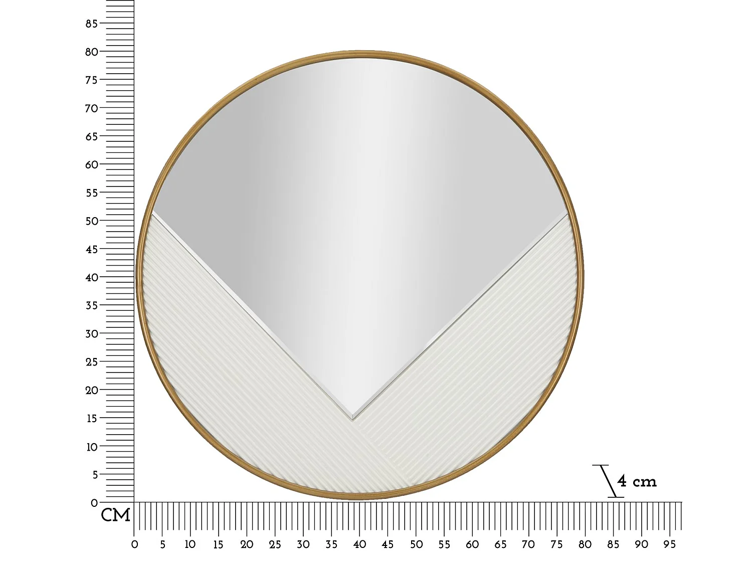 Specchio rotondo da parete in legno bianco intagliato Ø cm 80x4