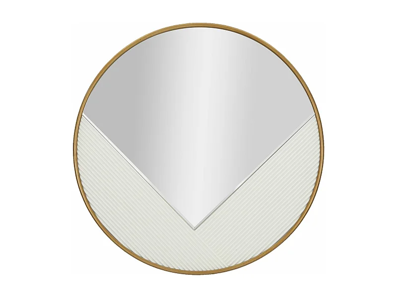 Miroir Mural Déco "Tolosa" 80cm Blanc & Or