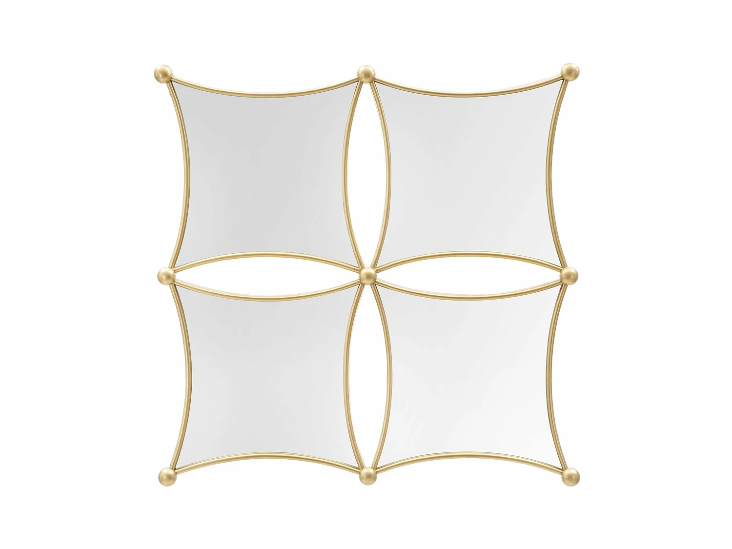 Miroir Mural Jalo - Composition Géométrique avec Cadres Dorés - 68x3,5x68 cm (4 miroirs)