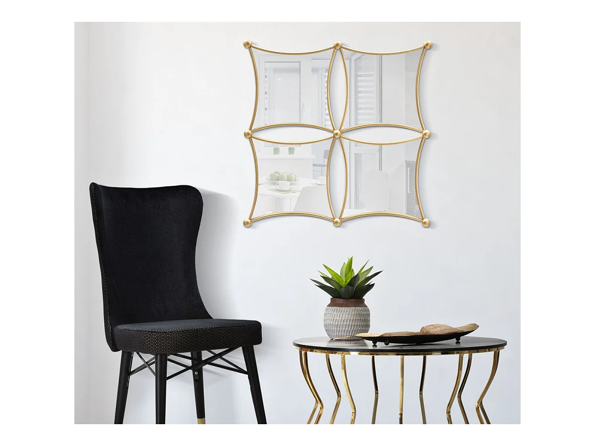 Miroir Mural Composition Déco "Jalo" 68cm Or