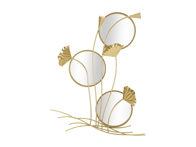 Miroir Mural Triple "Flowers" 88cm Or