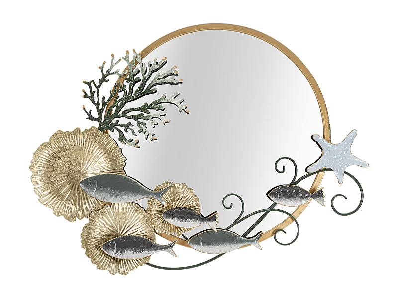 Miroir Mural Déco "Coral" 88cm Multicolore