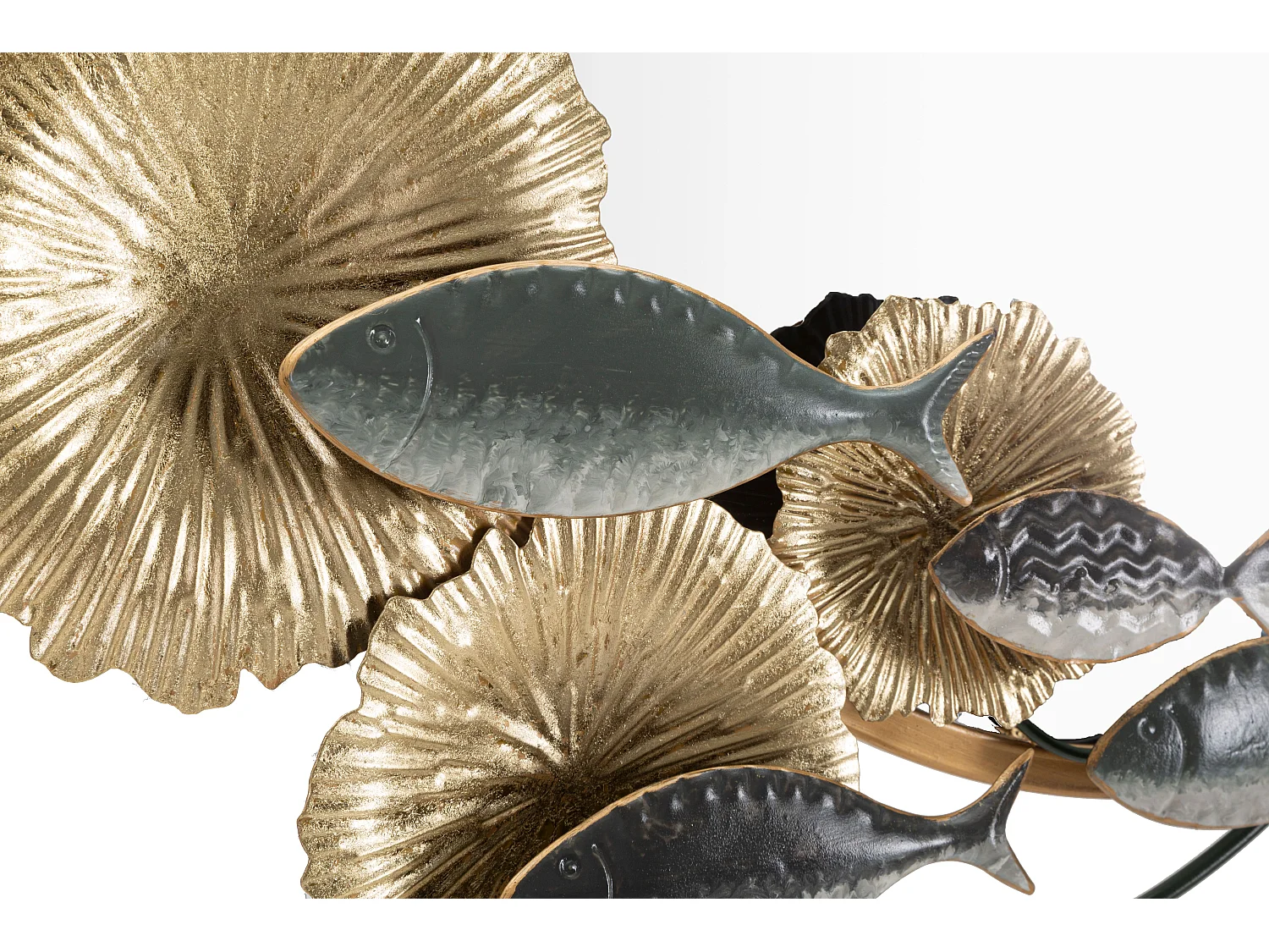 Specchio da parete con pesci in metallo multicolore cm 88,9x7,6x65,4