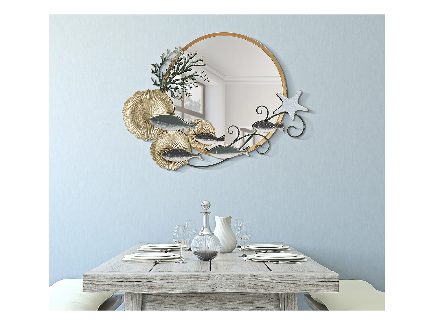 Miroir Mural Déco "Coral" 88cm Multicolore