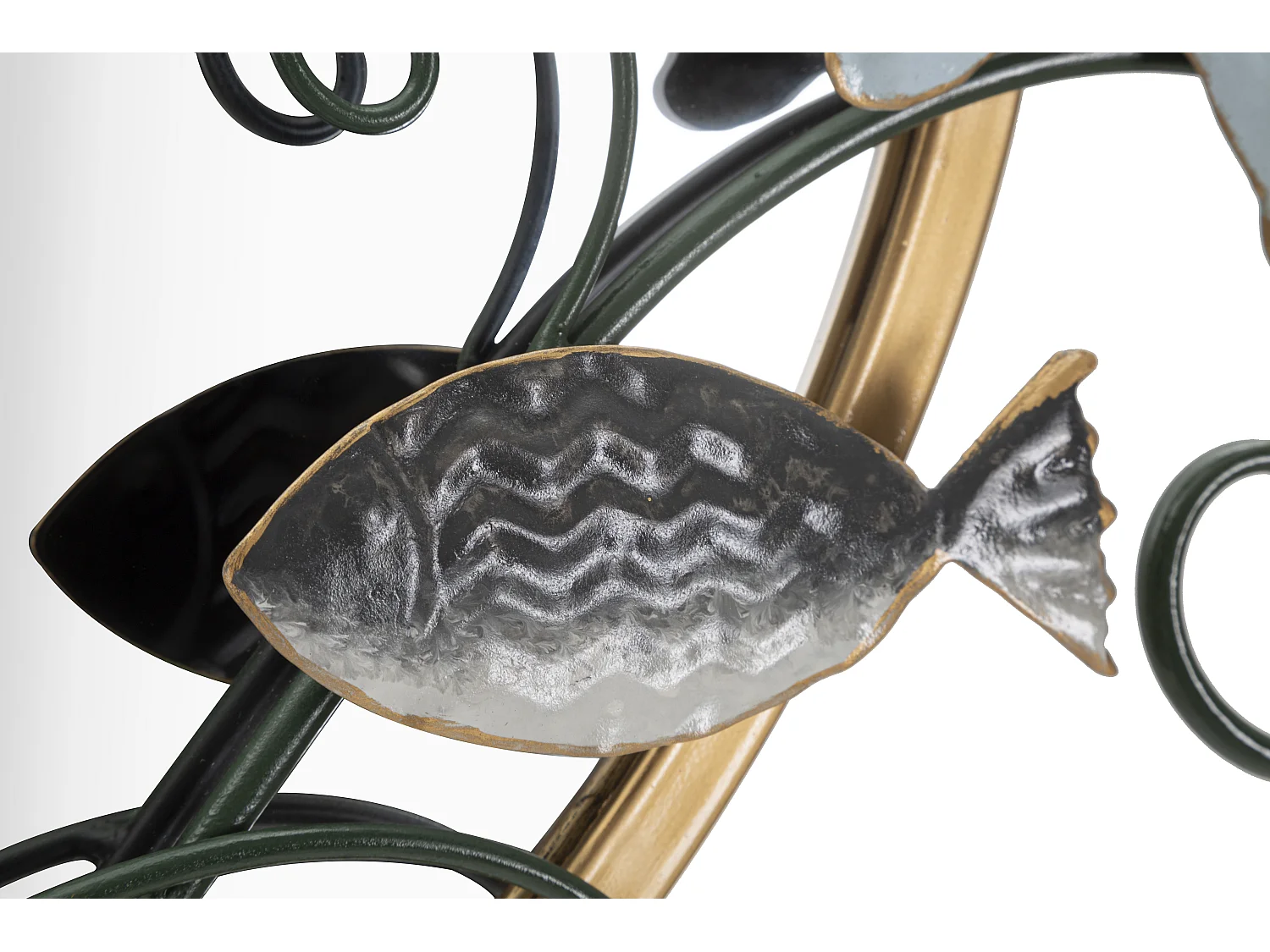 Specchio da parete con pesci in metallo multicolore cm 88,9x7,6x65,4