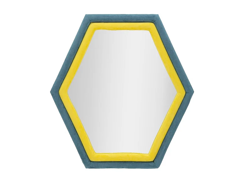 Specchio da parete in velluto blu e giallo cm 75x4x80