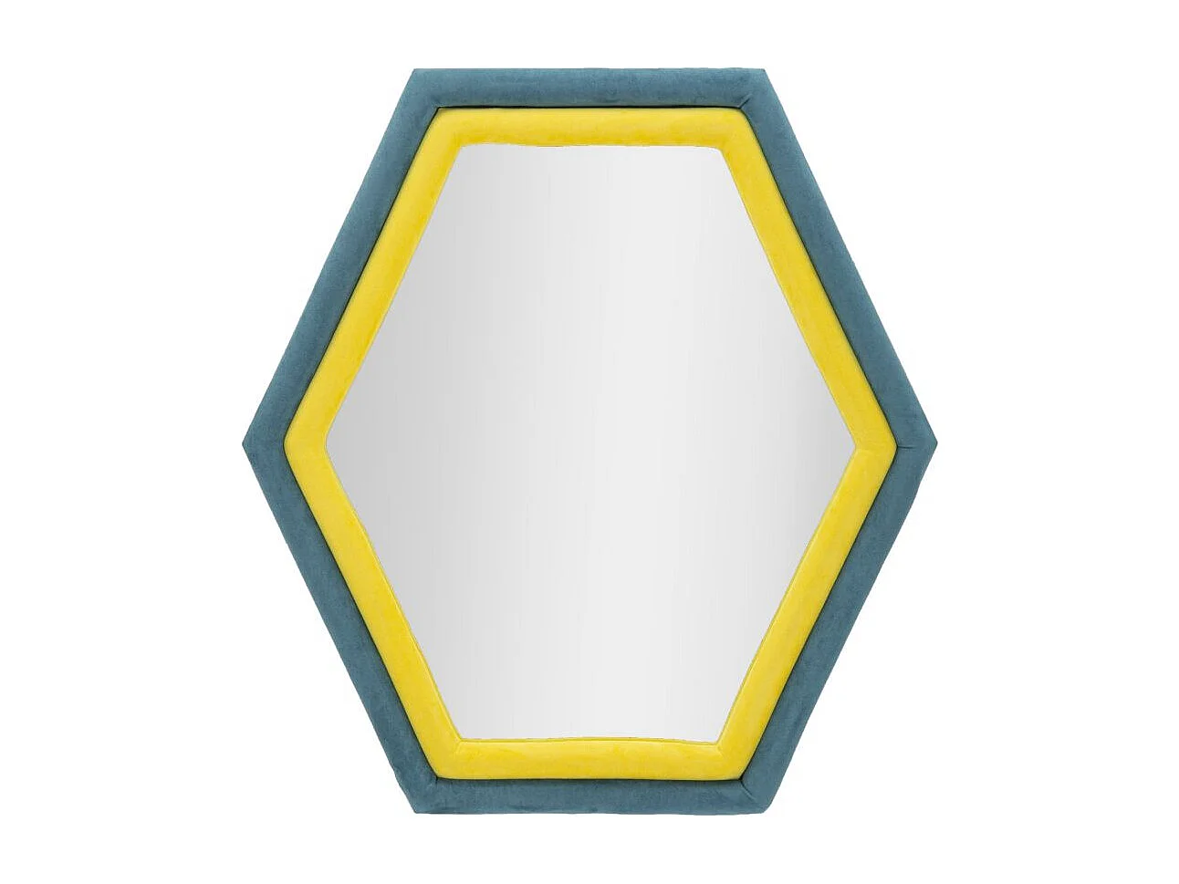 Miroir Mural en Velours "Tony" 80cm Bleu & Jaune