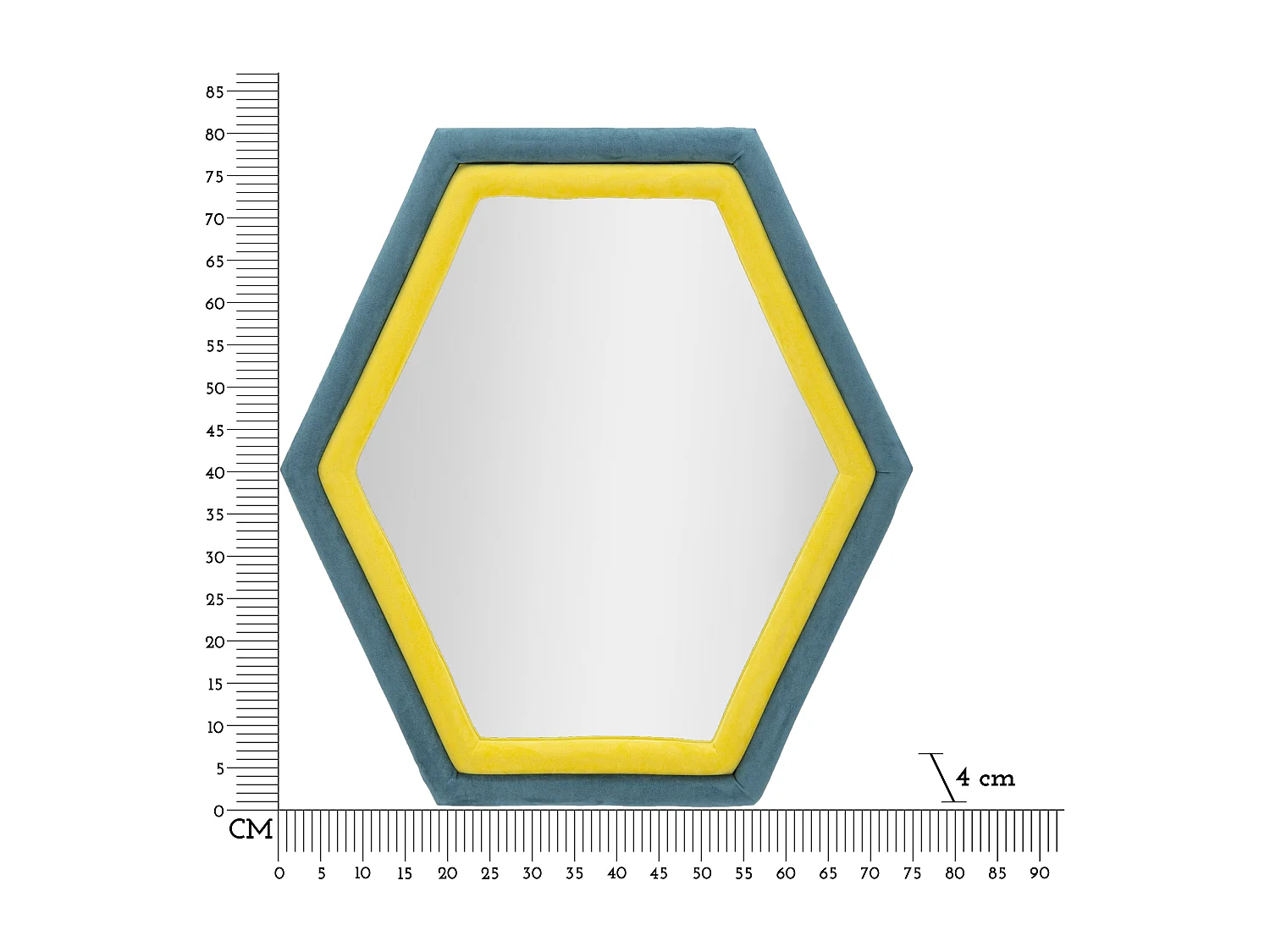 Miroir Mural en Velours "Tony" 80cm Bleu & Jaune