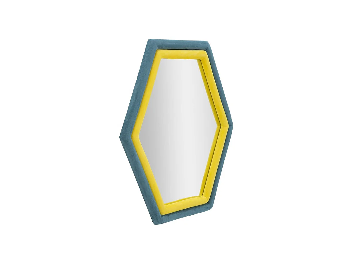 Miroir Mural en Velours "Tony" 80cm Bleu & Jaune