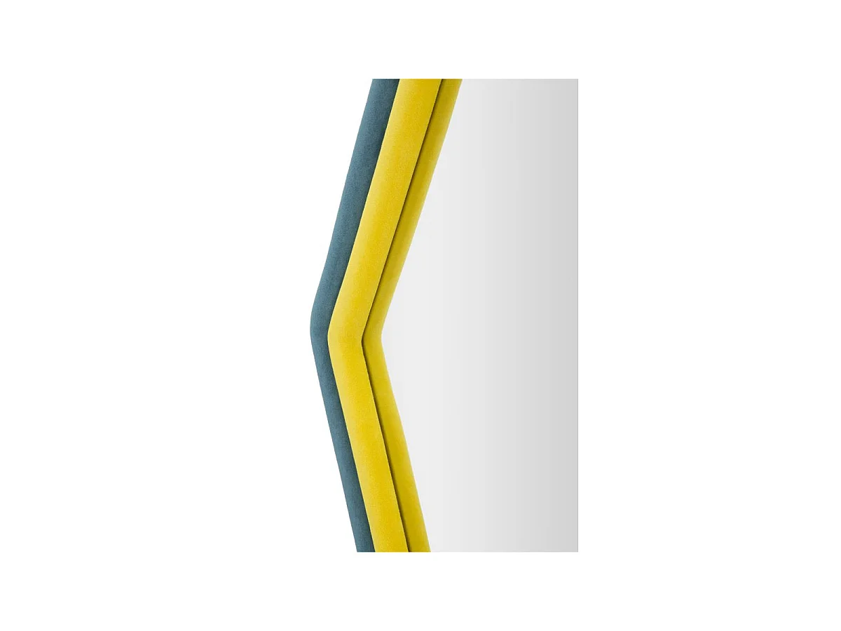 Miroir Mural en Velours "Tony" 80cm Bleu & Jaune