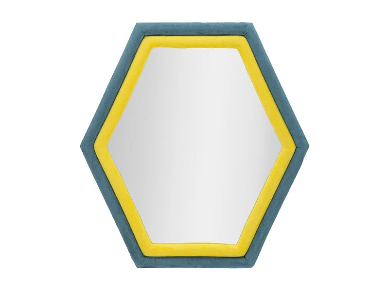 Miroir Mural en Velours "Tony" 80cm Bleu & Jaune