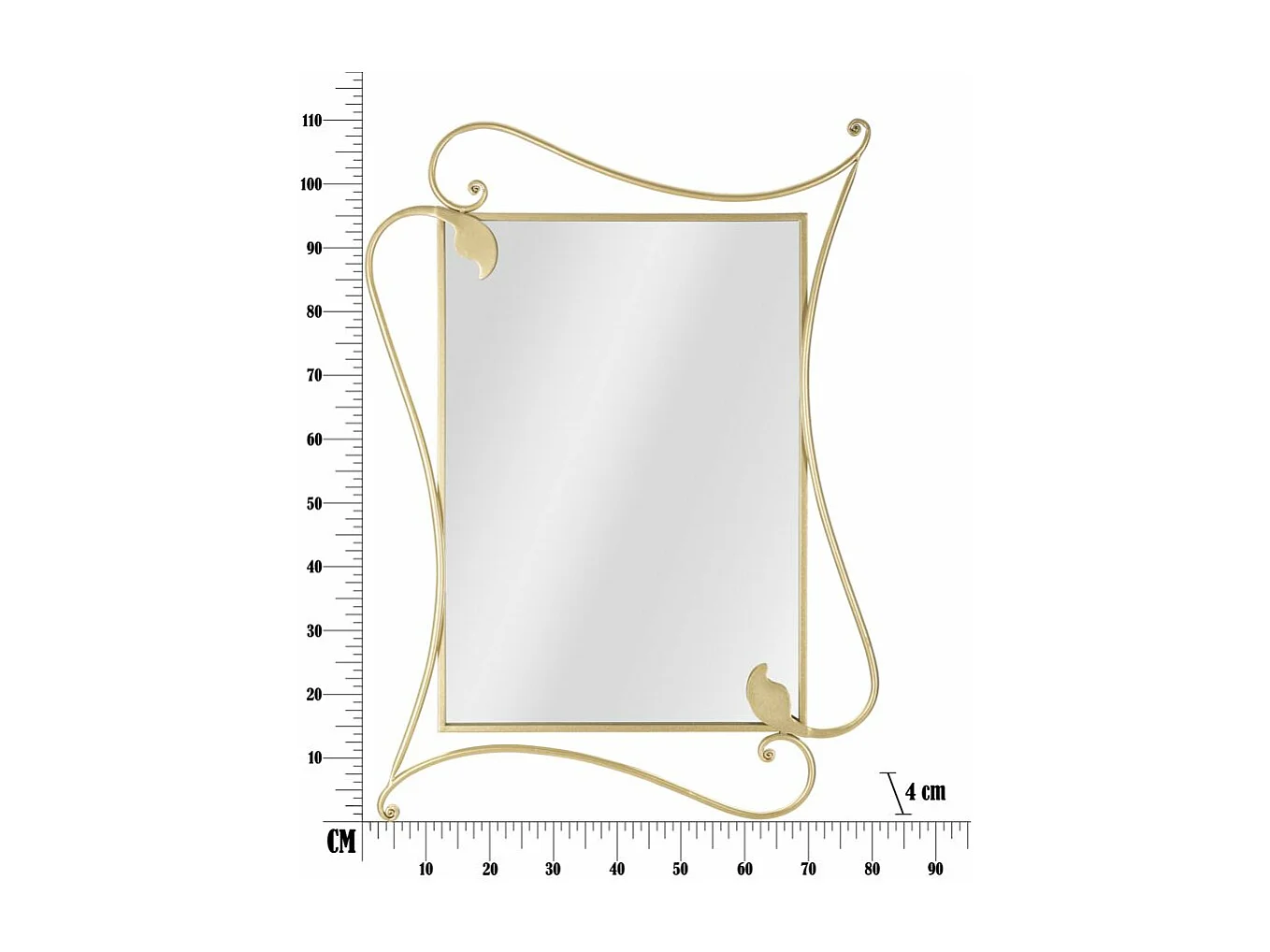 Miroir Mural Design "Pétale" 110cm Or