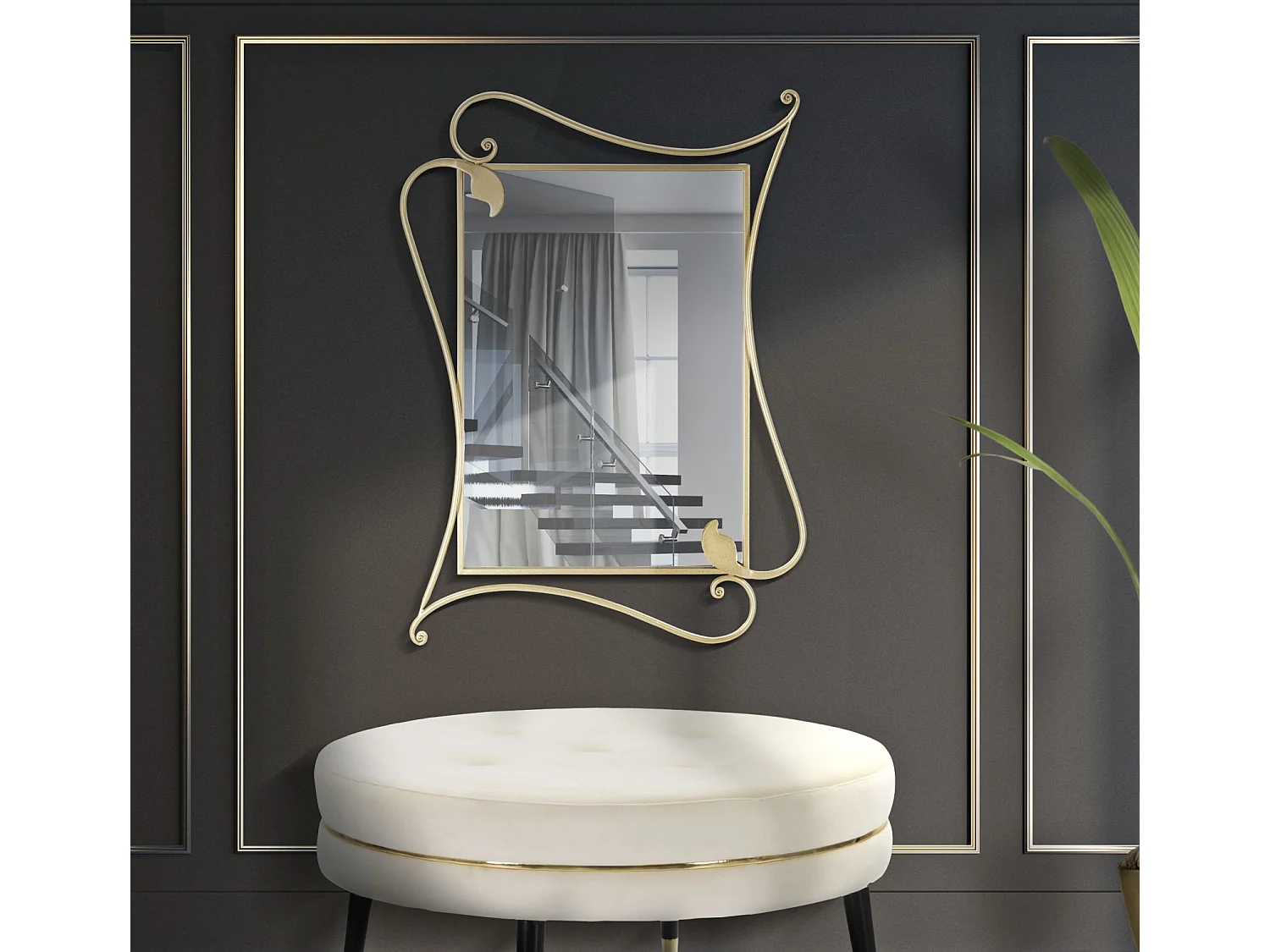 Miroir Mural Design "Pétale" 110cm Or