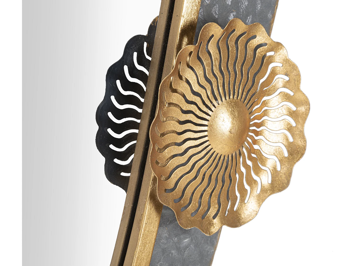 Miroir Mural Design "Art" 90cm Gris & Or