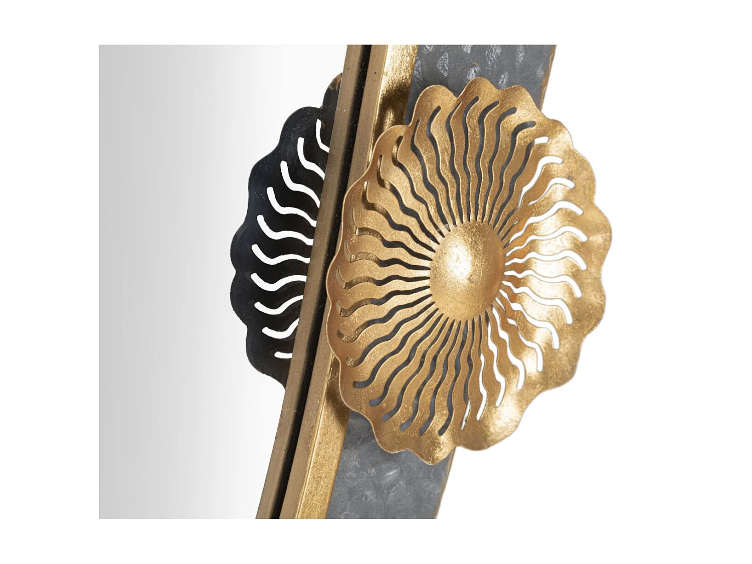 Specchio da parete in metallo dorato e grigio cm  55,9x5,7x90,8