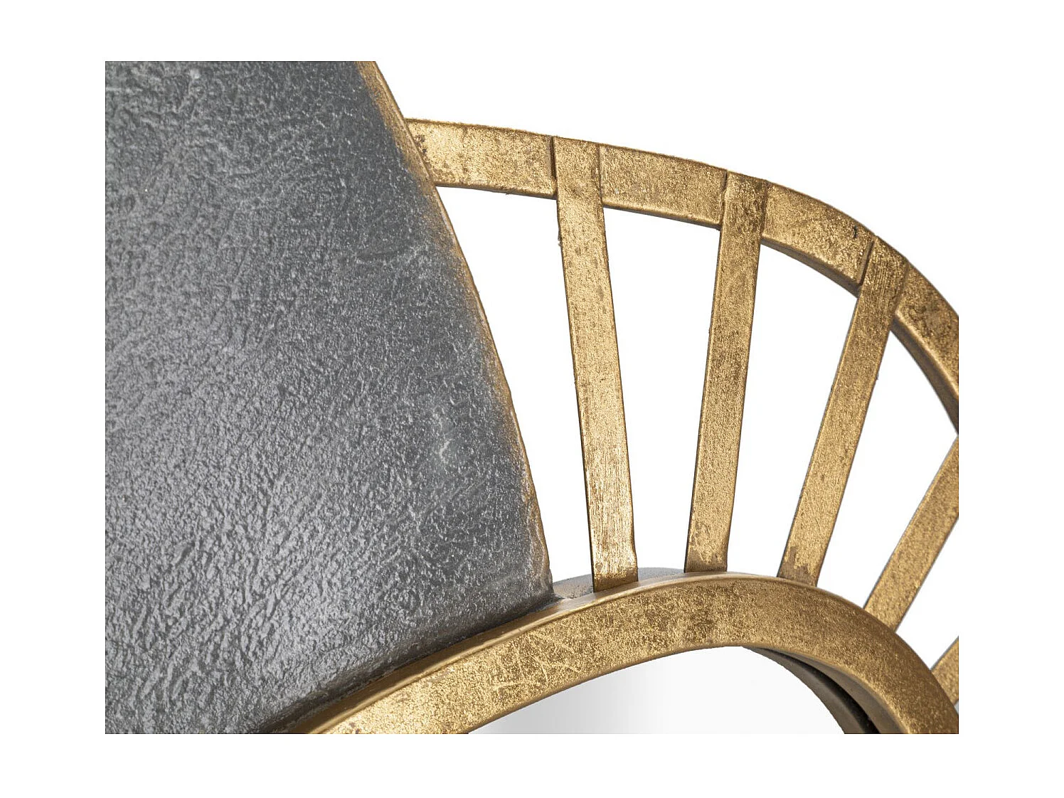 Specchio da parete in metallo dorato e grigio cm  55,9x5,7x90,8