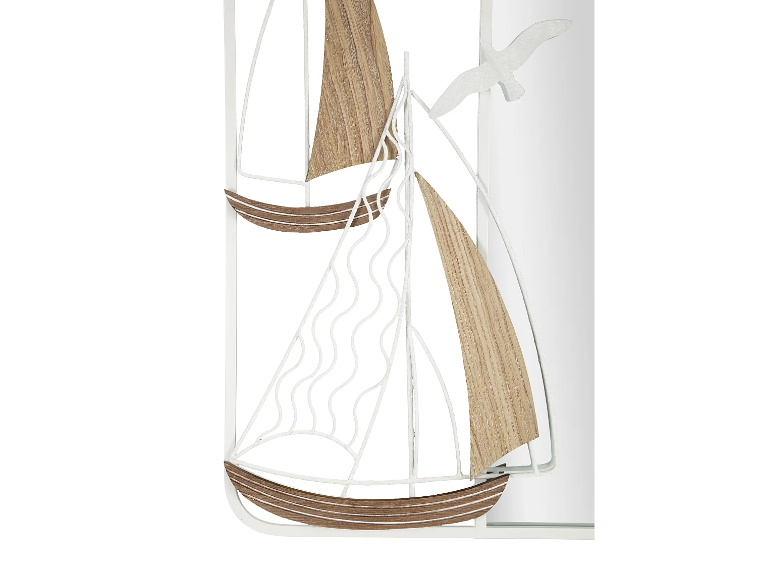 Miroir Mural Design "Adriatic" 60cm Blanc & Naturel