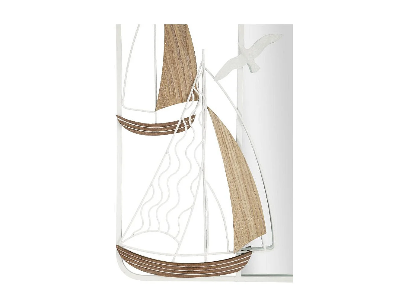 Miroir Mural Design "Adriatic" 60cm Blanc & Naturel