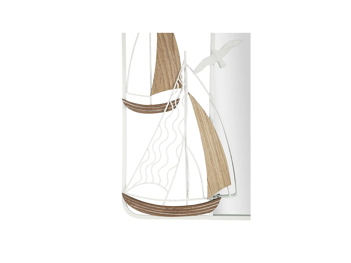 Miroir Mural Design "Adriatic" 60cm Blanc & Naturel