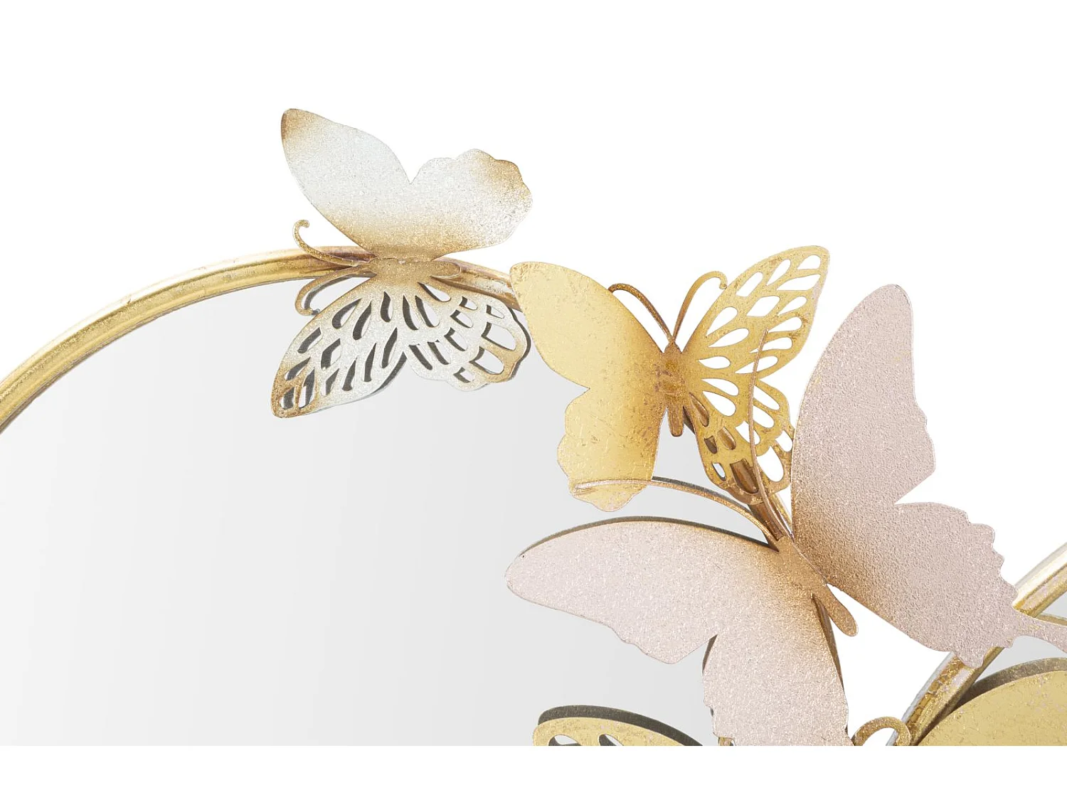 Double Miroir Mural Design "Butterfly" 81cm Or & Rose
