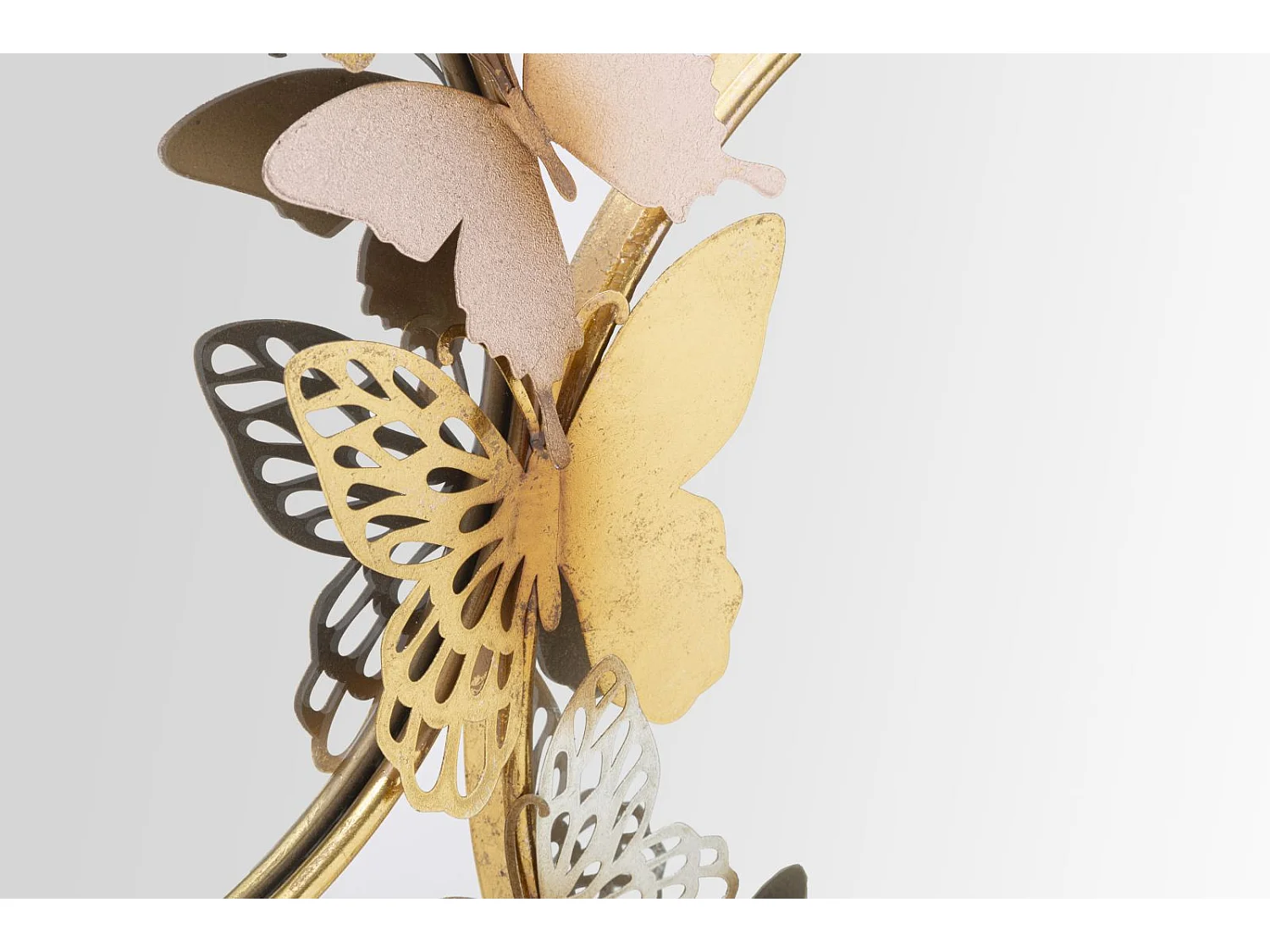 Double Miroir Mural Design "Butterfly" 81cm Or & Rose
