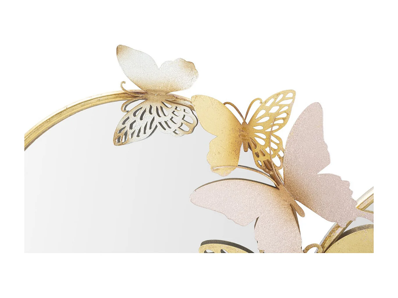 Double Miroir Mural Design "Butterfly" 81cm Or & Rose