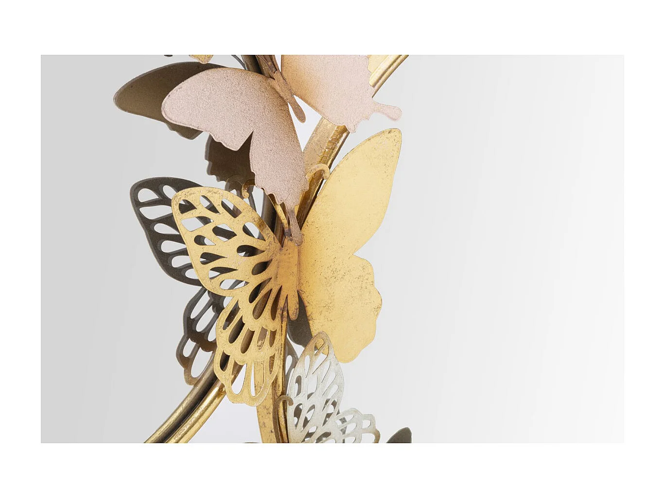 Double Miroir Mural Design "Butterfly" 81cm Or & Rose