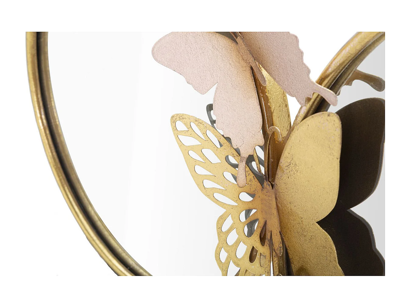 Double Miroir Mural Design "Butterfly" 81cm Or & Rose