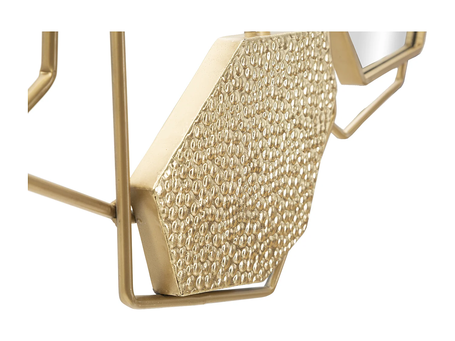 Specchio da parete geometrico in metallo dorato cm 91x4x52